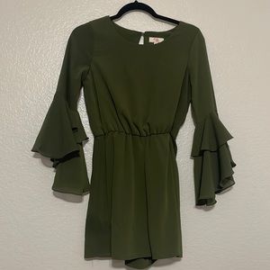 Dark Green Girls Romper